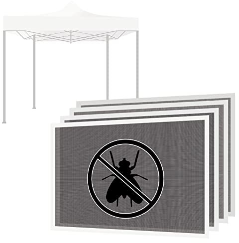 Set 4 teli zanzariera per gazebo da giardino 3x3 M kit di 4 zanzariere con velcro vari colori. 300X300X200H CM… (Bianco)
