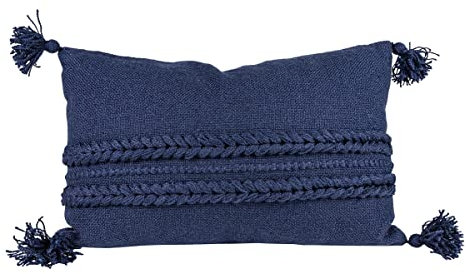 Foreside Home & Garden Kissen, geflochten, 35,6 x 55,9 cm, handgewebt, gefüllt, Marineblau