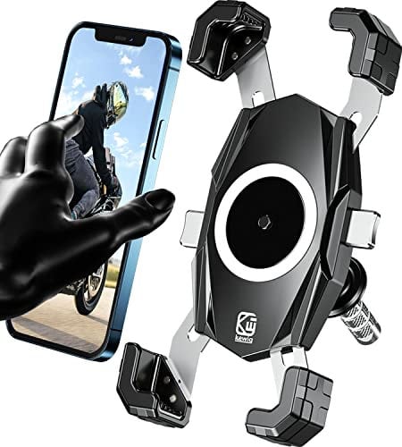 Kewig Motorcycle Fork Stem Phone Mount, Motorcycle Phone Mount, 1S One-Push Automatically Lock & Release, Fits for Fork Stem 12-25.4mm in Diameter, for 4.0-6.9 Cellphones