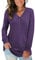 AUSELILY Women's Long Sleeve Tops V-Neck Jumpers Causal Button Down Sweatshirts Loose Henley T Shirt Blouse(Purple,L)