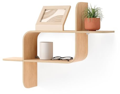 Umbra Montage Wandregal, Schweberegal aus Bugholz, Natur