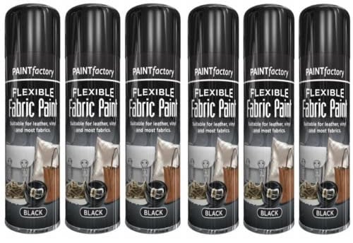 B&H 6 X Black Flexible Fabric & Vinyl Spray Paint Leather Textile Fast Drying 200ml