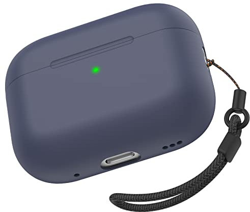 TRONWIN Airpods Pro 2 Custodia protettiva in silicone e skin con cinturino da polso per Airpods Pro 2022 [Ricarica senza fili] [FrontLED visibile] per Apple Airpods Pro 2nd Generation (blu