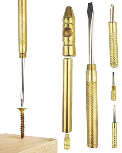 delr Martello in rame,Home Martello d'oro - piccolo strumento a mano multifunzionale in ottone per martello e cacciavite per orologiai gioiellieri, dadi