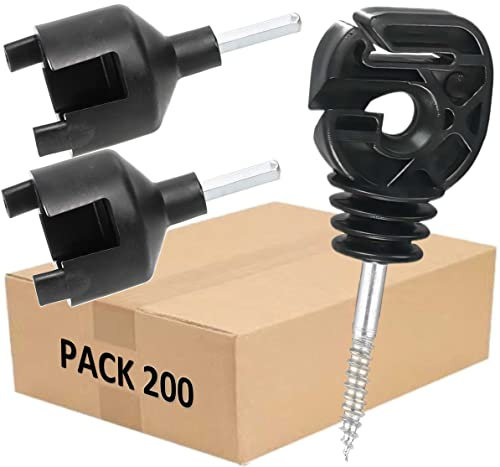 RiteFENCE PK200 Electric Fence Mutiple Purpose Screw in Insulator for Poly Tape/Poly Wire/Wire/Rope with 2 Free Socket Tool/Drill Chuck