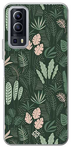 Movilshop Étui pour [Vivo Y52 5G ] Dessin botanique [Motif flore végétale verte et rose ] en silicone souple transparent coque coque coque pour smartphone.