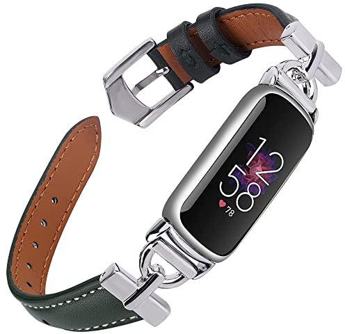 Unique D-Shape Metal Buckle Bands Compatible with Fitbit Luxe Bands for Women Top Grain Leather Strap Compatible for Fitbit Luxe/Fitbit Luxe Special Edition Fitness Tracker