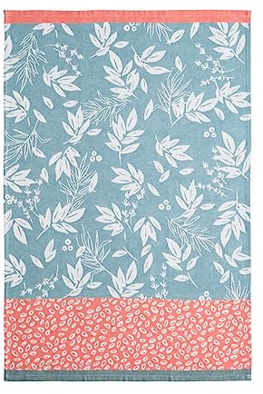 Coucke Geschirrtuch aus Jacquard, Baumwolle, Blattblau, 50 x 75 cm