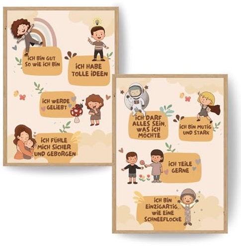 Little LaLuna® - Affirmationsposter für Kinder | DIN A3 Poster | Deko Bild Babyzimmer Kinderzimmer | Positive Glaubenssätze | Affirmationen | Achtsamkeit | Selbstliebe | Geschenkidee | ohne Rahmen