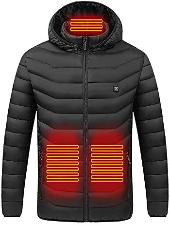 tsaChick Heizjacke Herren Beheizbare Jacke mit kapuze,Warme Pufferjacke Winterjacke für Outdoor Wandern Jagd Motorrad Camping Beheizbare Jacke