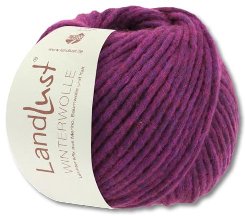Frida's Wollhaus Lana Grossa 50 g Landlust Winterwolle Merino Yak Wolle Garn Stricken 23 Farben (6 | Fuchsia meliert)
