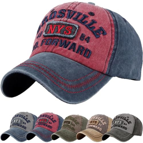 DURINM Cappellino Uomo con Visiera 100% Cotone Baseball cap Compleanno Uomo Regalo Berretto da Baseball Unisex Regolabile Cappello con Visiera Casuale (NYS - Borgogna)