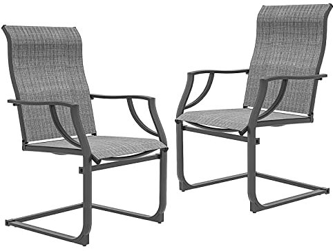 Amopatio 2er Set Gartenstühle, Hochlehner Gartenstuhl Metall, Garten Stühle Wetterfest, Stuhl mit Armlehne, Balkonstuhl, Terrassenstühle, Gartensessel für Draußen, Terrasse, Balkon, Grau