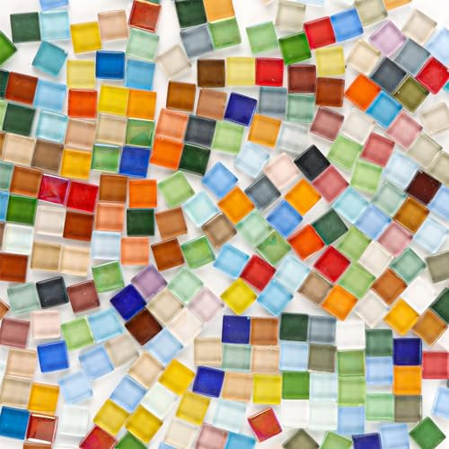 ZOFUN 1 kg Colourful Crystal Mosaic Tiles, Small Mini Mosaic Tiles for Crafts, Colourful Mosaic Stones Crystal Mosaic Tiles for Bathroom, Kitchen, Home Decoration, DIY Art Projects (Mix Colour Series)