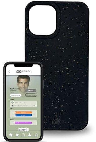 smaviCase - Handyhülle mit NFC-Visitenkarte für Dein iPhone 12 in Schwarz - Nachhaltiges Case, Digitale Visitenkarte, NFC-Karte