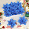 Alupssuc 24 Pieces Artificial Christmas Flowers Decorations Poinsettia Christmas Glitter Wedding Xmas Tree New Year Ornaments with Clip and Stick,Blue