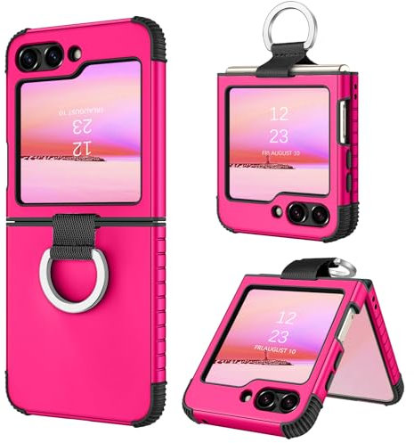 BENTOBEN Cover per Sam Z Flip 6 5G Custodia di protezione Flip6 robusta antiurto 2 in 1 con anello, custodia per ragazza donna ragazzo uomo cover per Sam Z Flip6 6,7, rosa rossa