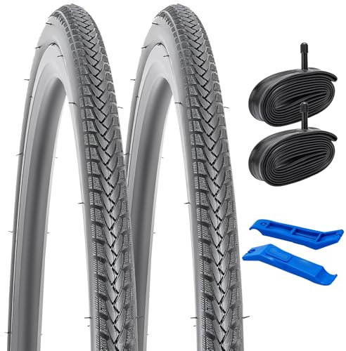 YunSCM 2PCS 60TPI Pannensicher Rollstuhl 24 Zoll Reifen 24x1.0 Mantel 25-540 und 24 Zoll Schlauch AV32mm Kompatibel Rollstuhl 24x1.0 24x1 Rollstuhl Reifen Pannenschutz