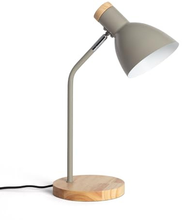 LEDKIA Lámpara Flexo Escritorio Aluminio y Madera Luxo Verde Camo | CasquilloE14