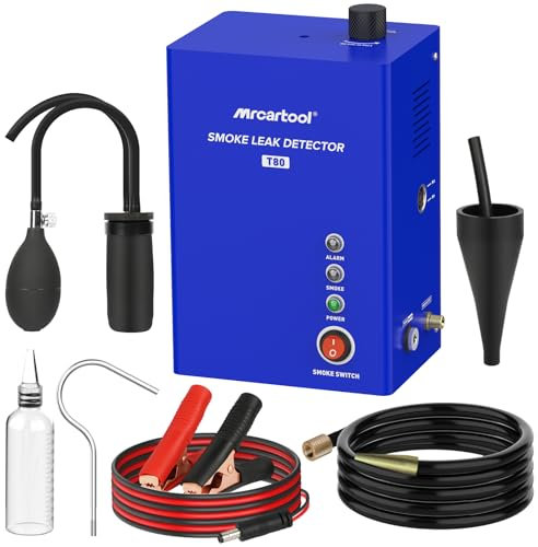 MR CARTOOL T80 EVAP Machine à Fumée Automotive avec Pompe à Air, Automobile Détecteur de Fuite de Fumée de Carburant, DC 12V Testeur de Fuite de Tuyau Automobile sous Vide Test pour 12V Véhicules