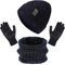 Enwokran Ensemble de Tricotés Bonnet Écharpe e Gants pour Homme,Chapeaux Foulard Écran Tactile Gants Set Doublé Chenille Tricot Bonnets Cache Cou Polaire Doublé pour Temps Froid (Marine)
