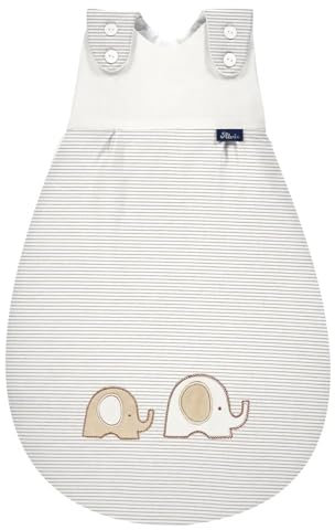 Alvi Baby Mäxchen Außensack Baumwolle Jersey Schlafsack Babyschlafsack Ganzjahresschlafsack Kinderschlafsack mitwachsen (Elefant, 56-62)