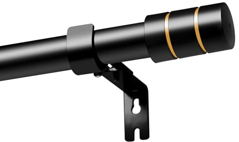 VIOREMOS Gardinenstange Edelstahl Schwarz, Ausziehbar Vorhangstange 67–183 cm (25 mm Durchmesser) – Geeignet für Wohnzimmer, Schlafzimmer & Badezimmer
