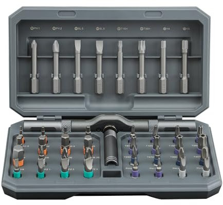 42 in 1 Magnetic Screwdriver Set, DIY Ratchet Screwdriver Set, Removable Self-assembly Precision Screwdriver Kit, Magnetic DIY Precision Tool Kit for PC Laptop Mobile Cell Phone Digital Watch