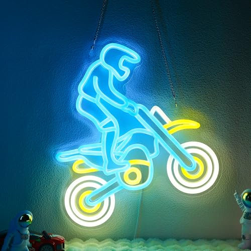 Dirt Bike Neon Schilder für Wanddekoration, Motorrad Neon Lichter für Schlafzimmer Wohnzimmer Spielzimmer Man Cave, 5V USB Power mit hängenden Kettenhaken