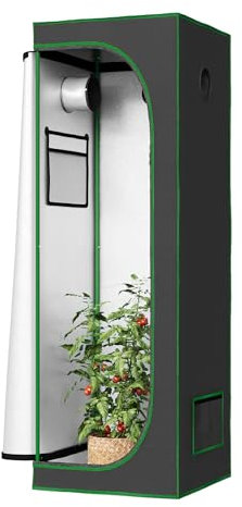WOLTU Growzelt Gewächshaus Gartenhaus Indoor, aus Oxford-Gewebe, hochreflektierendem Material mit Belüftungsöffnungen & Beobachtungsfenstern, für Balkon Garage, Schwarz, 60x60x180 cm