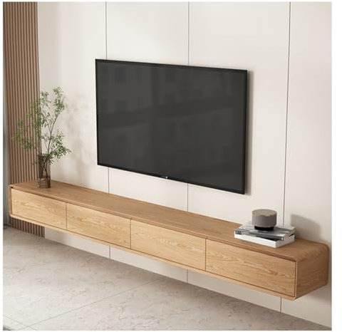 160/200/240cm Soporte de TV Flotante Mueble de TV para salón Dormitorio con cajones y Puertas de Armario Diseño Minimalista Adecuado para Varios Estilos de Espacio(Log Color,200cm(78.7in))