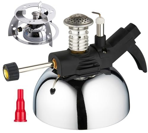 HDaspijh Portable Laboratory Bunsen Burner, Large-Capacity Mini Camping Stove, Adjustable Flame Butane Gas Burner, Gas Storage Capacity: 36.5g, Temperature: 1300℃, Usage Time: 60-100 Minutes