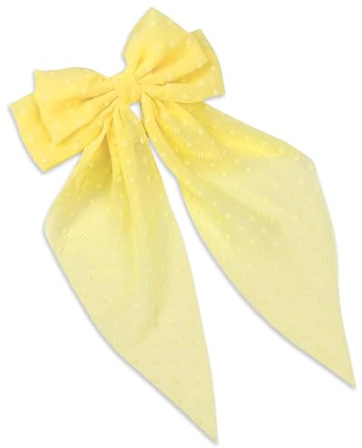 Yellow Hair Bow,15 Inch Solid Big Bow Satin Hair Clip,Cute Large Long bow hair Clip,Vintage Bowknot Hairpin for Women Girls,for Daily Dressing, Performance Ball, Date, Party(Yellow)