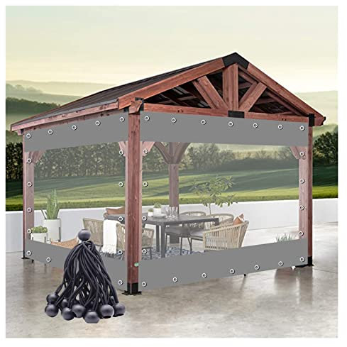 Transparent Balcony Side Cover for Pergola 3.5x2.5m (11.5x8.2ft) Durable 0.5mm Thick Customizable Outdoor Privacy Screen with Eyelets Weather Resistant Stylish Protection.
