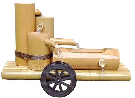 Natürlicher Bambusbrunnen, Zen Feng Shui Garten Bastelbrunnen, Zirkulierendes Wasserdekor für Aquarium, Wasserspiel Dekoration für Vogelbad, Teich, Hinterhof, Garten