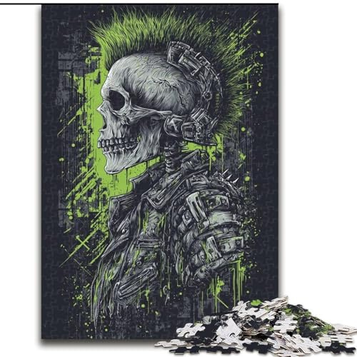 Puzzle 1000 Teile, Heavy-Metal-Totenkopf, 1000-teiliges Puzzle, Familienaktivität, Heimdekorationsgeschenk, Familienspielzeugspiel (Größe 26x38cm)