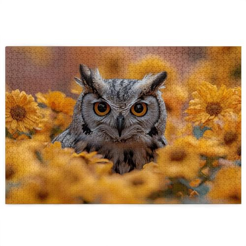 Puzzle 5000 Teile, Holzpuzzle Erwachsene mit Geschenkbox, Eule Puzzle für Erwachsene, Puzzlespiele für Die Ganze Familie, Weihnachtsdeko, Zimmer Deko Wohnzimmer, Geschenke für Frauen, Blume Muster A-7