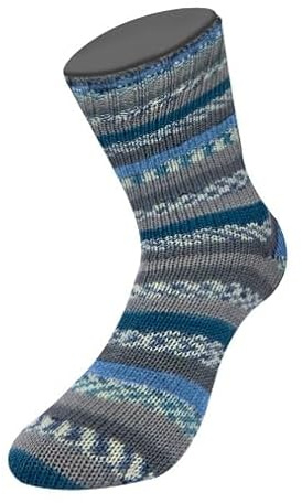 LANA GROSSA Meilenweit 100 Aktion | Sockenklassiker, bedruckt und waschmaschinenfest | Handstrickgarn aus 75% Schurwolle & 25% Polyamid | 100g Wolle zum Stricken & Häkeln | 420m Garn FB 3035