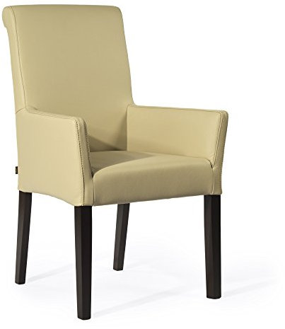 Armlehnstuhl Galdo Leder Sand Beine Wenge | Ledersessel Lederstuhl Sessel