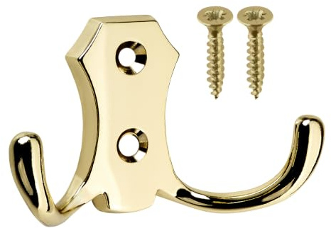 SOTECH Garderobenhaken LENA 46 x 78 x 30 mm Messingoptik Mantelhaken | Kleiderhaken aus Metall Wandgarderobe Wandhaken