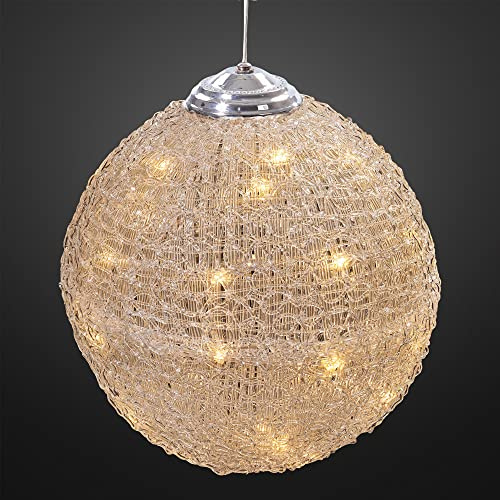 hellum LED Deko Acrylkugel außen, mit Trafo, Ø30cm, 40 LED warmweiß | Dekokugel 30 cm mit Kristall-Acrylnetz, Dekokugel außen beleuchtet, Acrylkugel 30cm für Garten, Terrasse, Balkon <59lm 878400