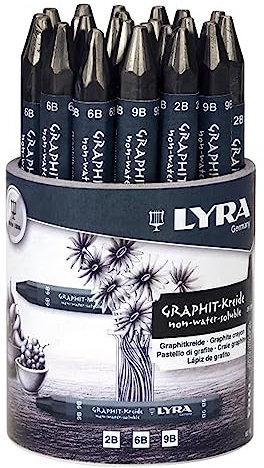 Lyra Graphite Crayons, Assorted Degrees, Non Water-Soluble, Set of 24 Crayons, Black (5623240)
