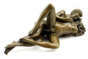 Kunst & Ambiente - Erotische Bronzefigur - Liebespaar beim Sex - signiert von J. Patoue - Erotik Skulptur - Akt Figur - Mann und Frau