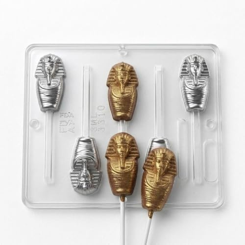 Egyptian Mummy Lollipop Chocolate Candy Mold 3310, 5 Cavities, 1.5 x 3, for Chocolate, Soap Making, Butter Molding, and Ice Cubes