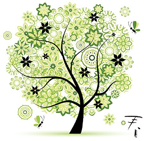 Yontree handgefertigtes Kreuzstich-Set, Motiv: Jahreszeiten-Baum, baumwolle Marke 45cm (Frühling)