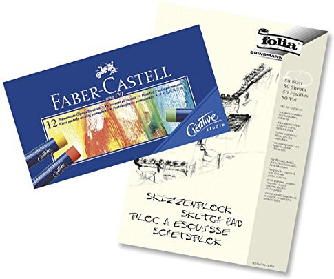 Faber-Castell Permanente Ölpastellkreide Studio Quality 12er Etui + A3 Skizzenblock