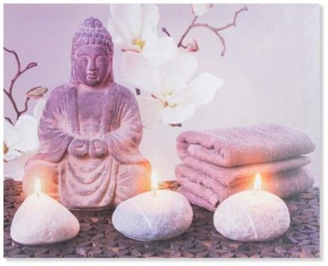 AVENUELAFAYETTE Cadre Toile Tableau Zen Bouddha - Bougie Galet et Fleur orchidée - 50 x 40 cm (M1)
