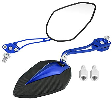 Qiilu Universal Motorrad Rückspiegel Roller Rückansicht Seitenspiegel 8mm 10mm (Blau)