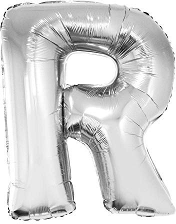 Das Kostümland XXL Buchstaben Folienballon 100 cm - Silber Buchstabe R