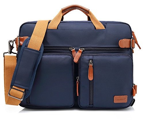 CoolBELL Umwandelbarer Rucksack, Kuriertasche, Umhängetasche, Laptoptasche, Handtasche, Business-Aktentasche, multifunktional, Reiserucksack, passend für 15,6 Zoll Laptop für Herren/Damen, Blau
